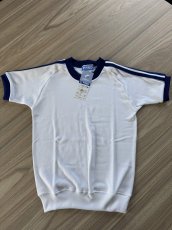 画像1: FRED　花紺ライン入り　クルーネック半袖（校章・ネーム刺繍あり） (1)